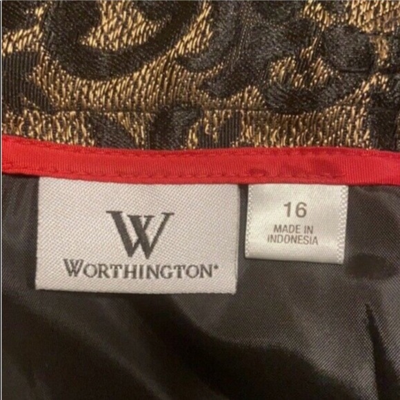 Worthington 16 gold black embossed paisley print a-line skirt - Picture 3 of 4